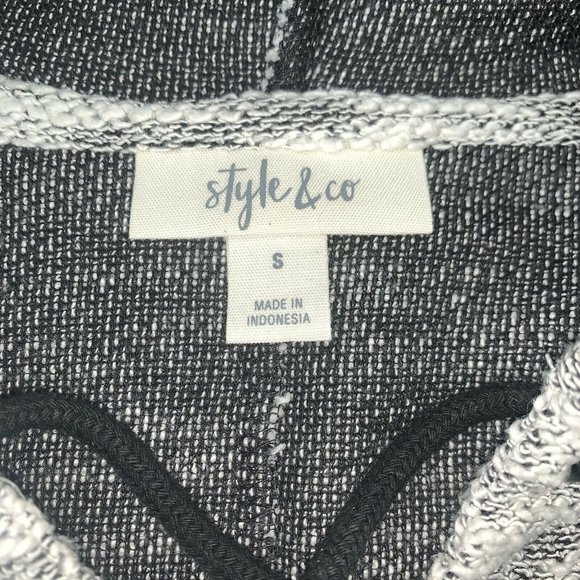 Style & Co Womens Pullover Hoodie Sweatshirt Size S Black White Marled Textured - Picture 6 of 8